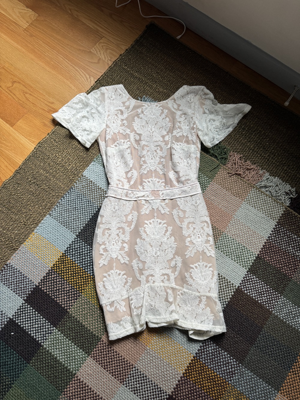 For Love and Lemons White Nude Lace Mini Dress Sz S